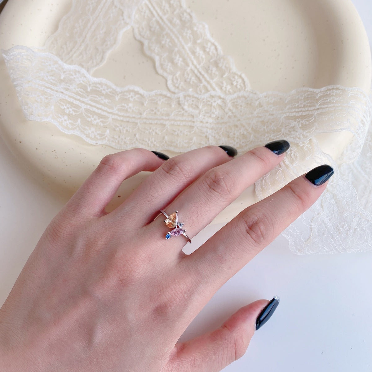 [ElanLuxe Jewelry]Radiant Colorful Multi Cut Daily Ring