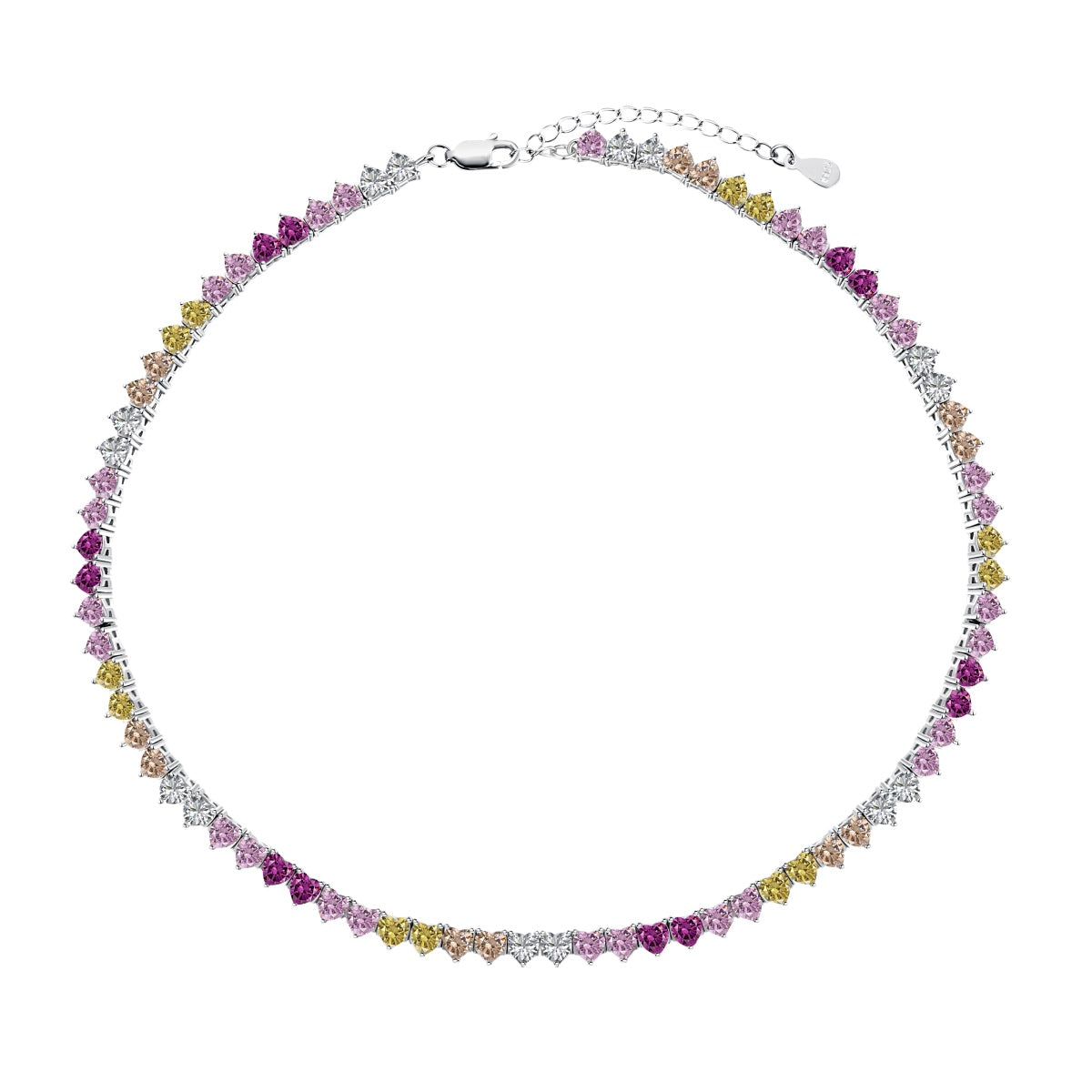 [ElanLuxe Jewelry]Sparkling Colorful Full Heart Tennis Necklace