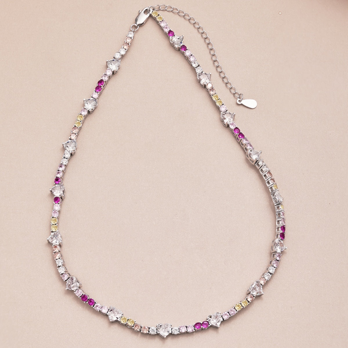 [ElanLuxe Jewelry]Delicate Colorful Rainbow Tennis Chain