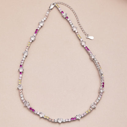 [ElanLuxe Jewelry]Delicate Colorful Rainbow Tennis Chain