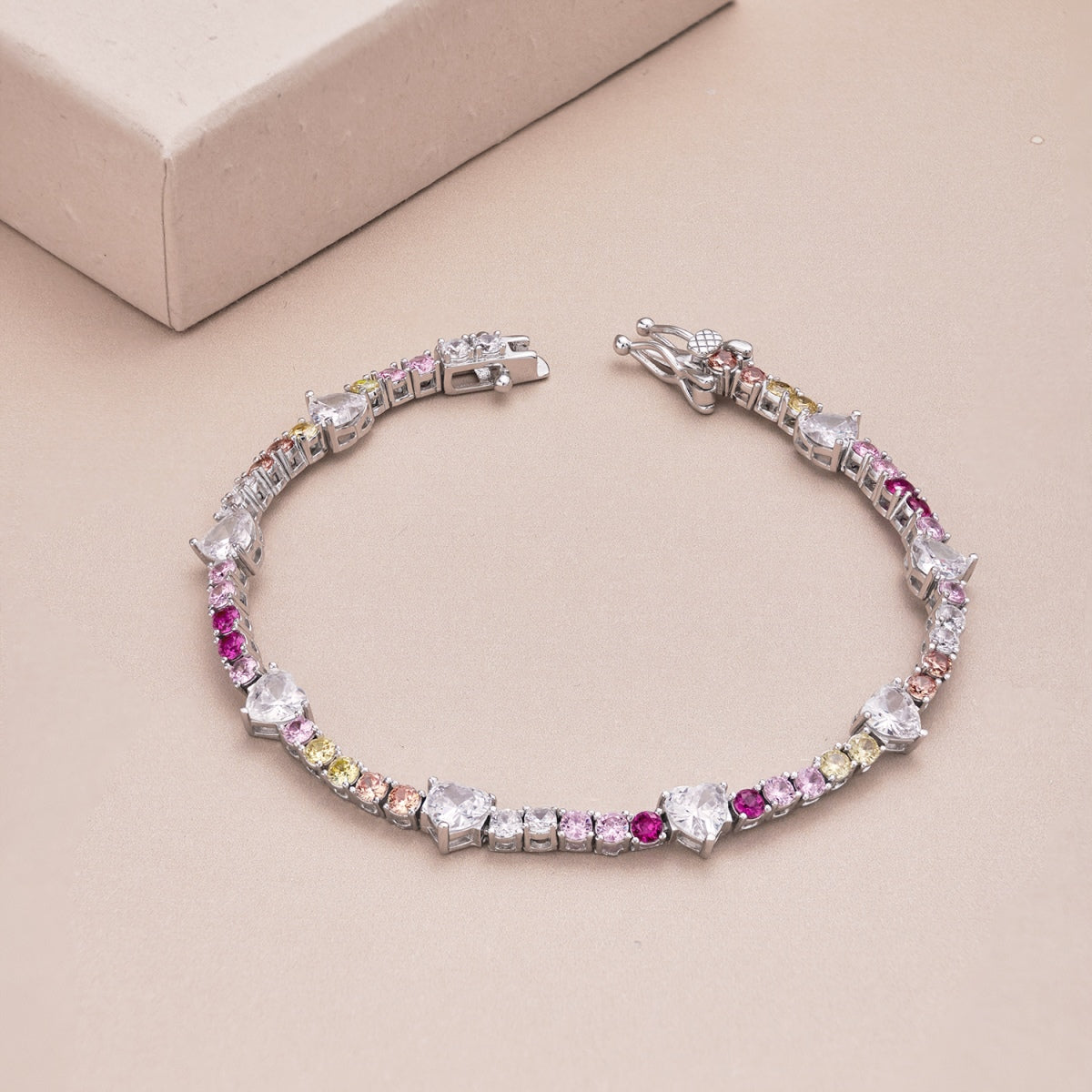 [ElanLuxe Jewelry]Romantic Heart Shape Round Cut Lover Bracelet