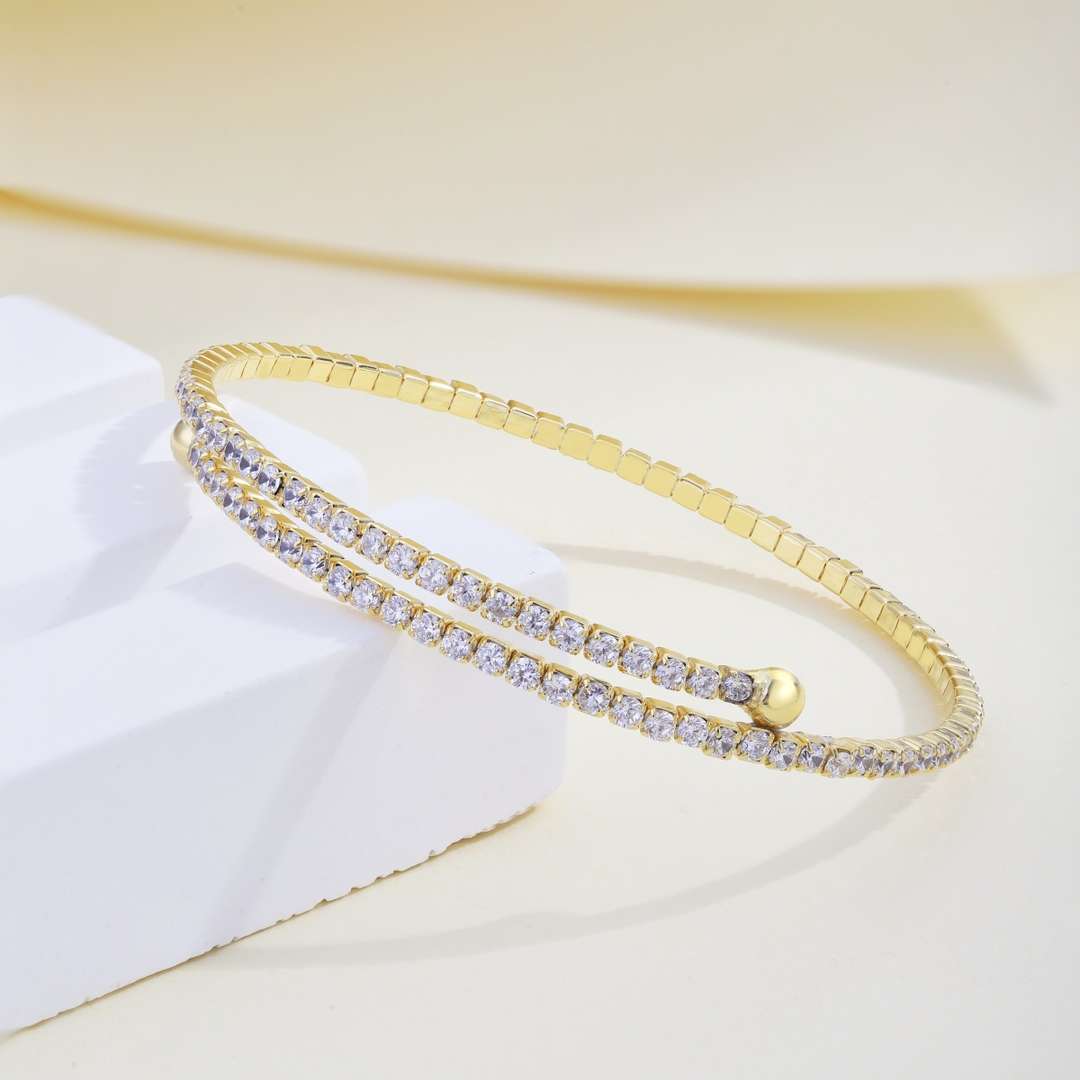 [ElanLuxe Jewelry]Row of Diamonds Round Fashion Bracelet
