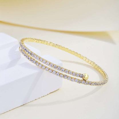 [ElanLuxe Jewelry]Row of Diamonds Round Fashion Bracelet