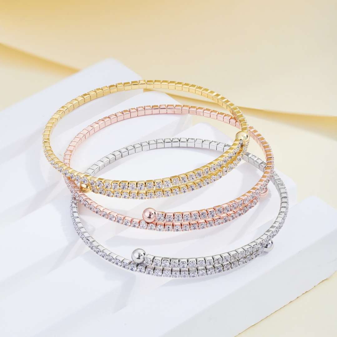 [ElanLuxe Jewelry]Row of Diamonds Round Fashion Bracelet