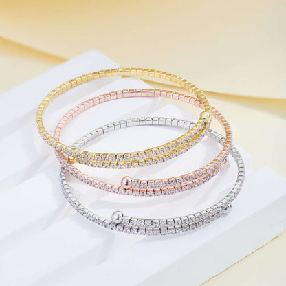 [ElanLuxe Jewelry]Row of Diamonds Round Fashion Bracelet