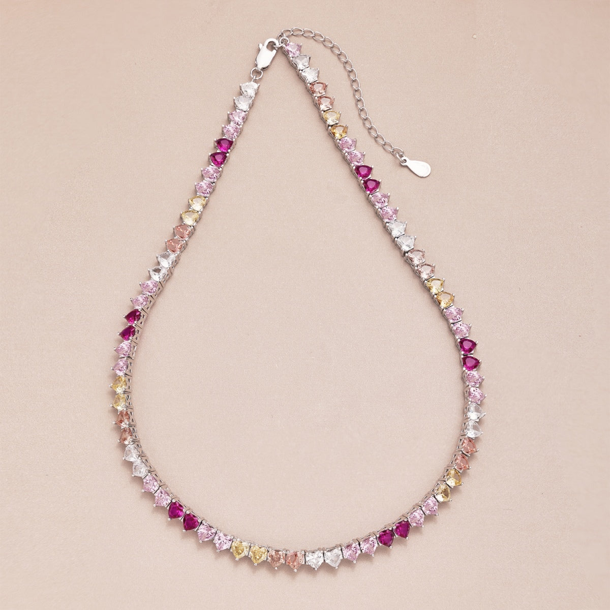 [ElanLuxe Jewelry]Sparkling Colorful Full Heart Tennis Necklace