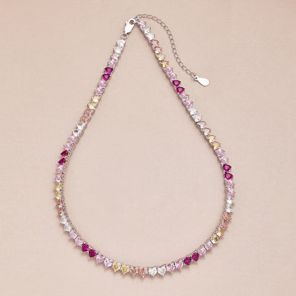 [ElanLuxe Jewelry]Sparkling Colorful Full Heart Tennis Necklace