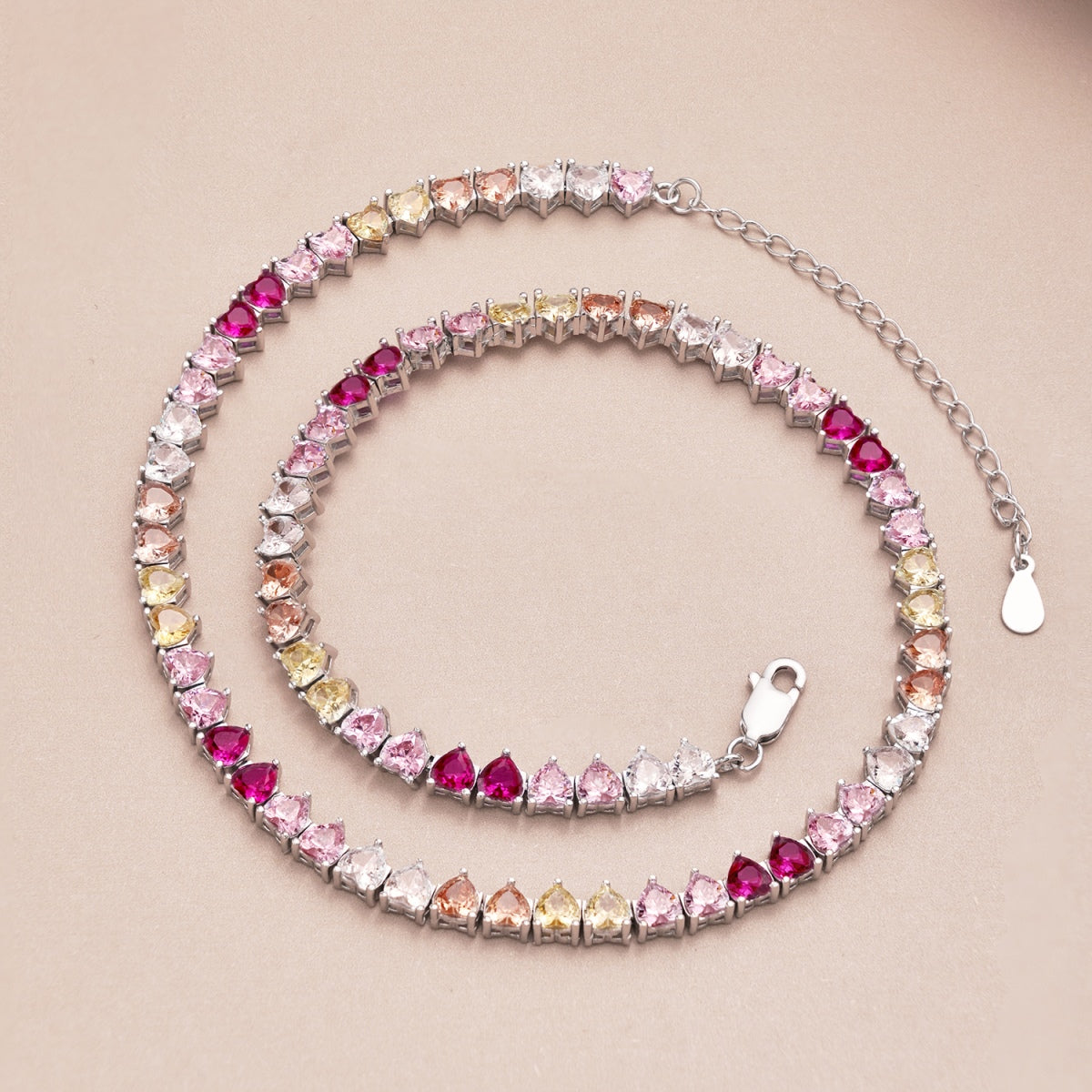 [ElanLuxe Jewelry]Sparkling Colorful Full Heart Tennis Necklace