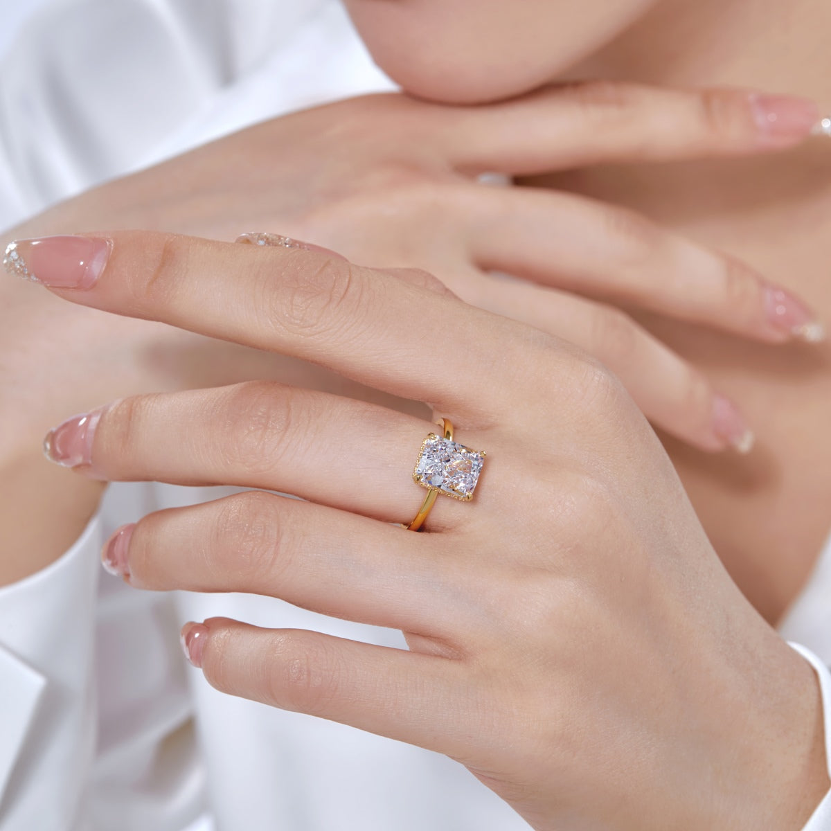 [ElanLuxe Jewelry]4.0 Carat Ornate Enchanting Radiand Cut Banquet Ring