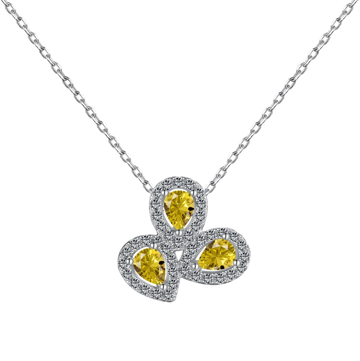 [ElanLuxe Jewelry]Elegant Flower Shape Pear Cut Necklace