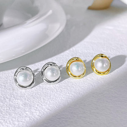 [ElanLuxe Jewelry]Dainty Bread Pearl Earrings
