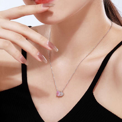 [ElanLuxe Jewelry]Dazzling Square & Heart Shape Necklace