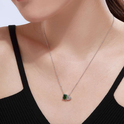 [ElanLuxe Jewelry]Dazzling Square & Heart Shape Necklace