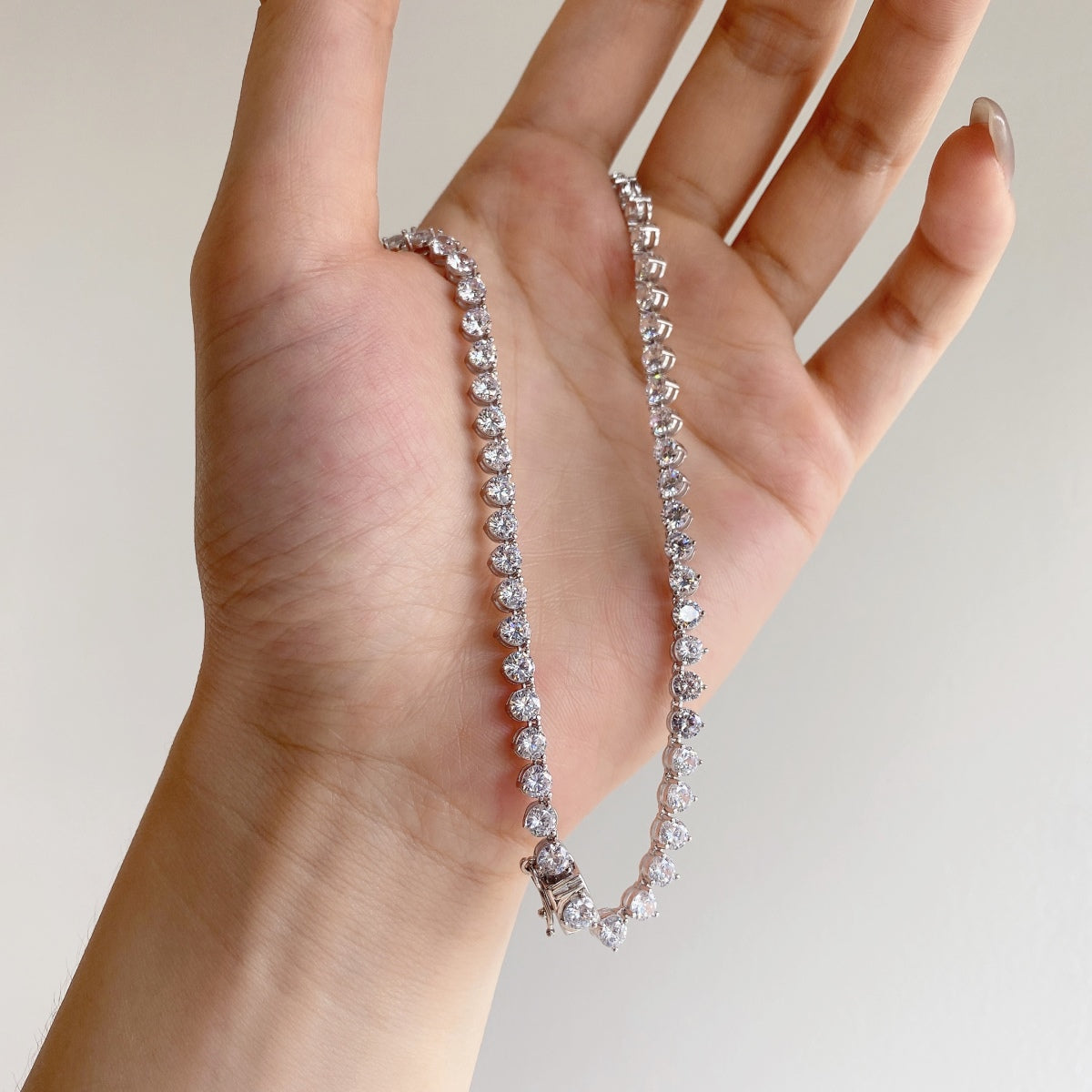 [ElanLuxe Jewelry]Ornate Heart Cut Tennis Necklace
