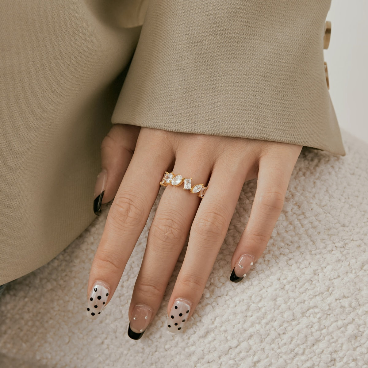 [ElanLuxe Jewelry]Delicate Multi Cut Ring