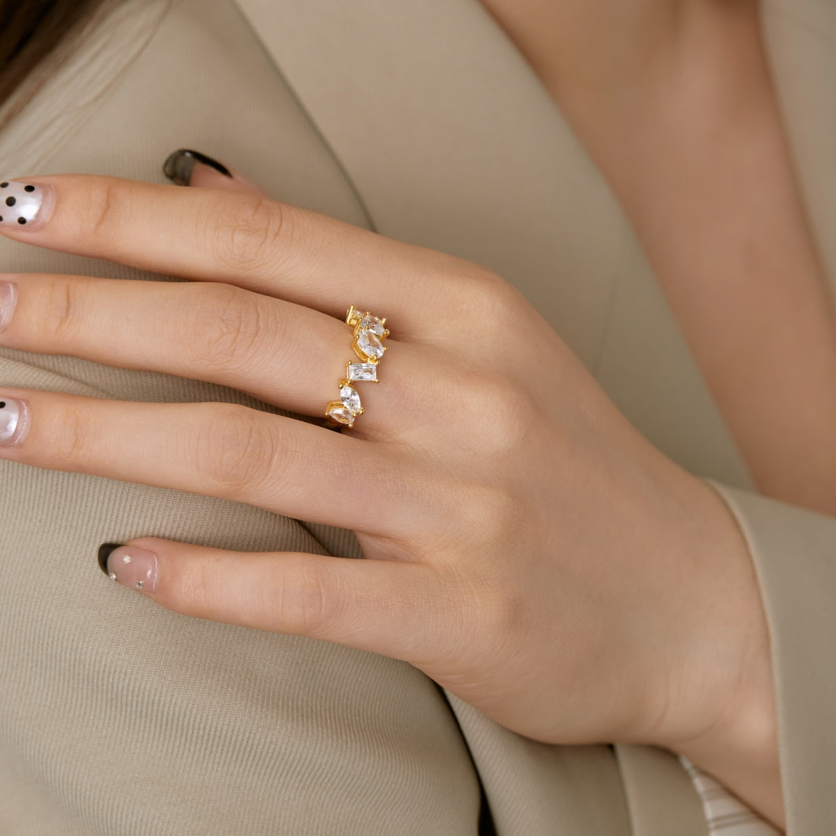 [ElanLuxe Jewelry]Delicate Multi Cut Ring