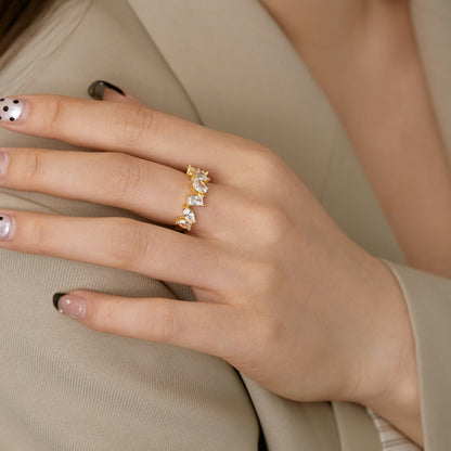 [ElanLuxe Jewelry]Delicate Multi Cut Ring