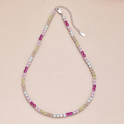 [ElanLuxe Jewelry]Delicate Colorful Tennis Necklace