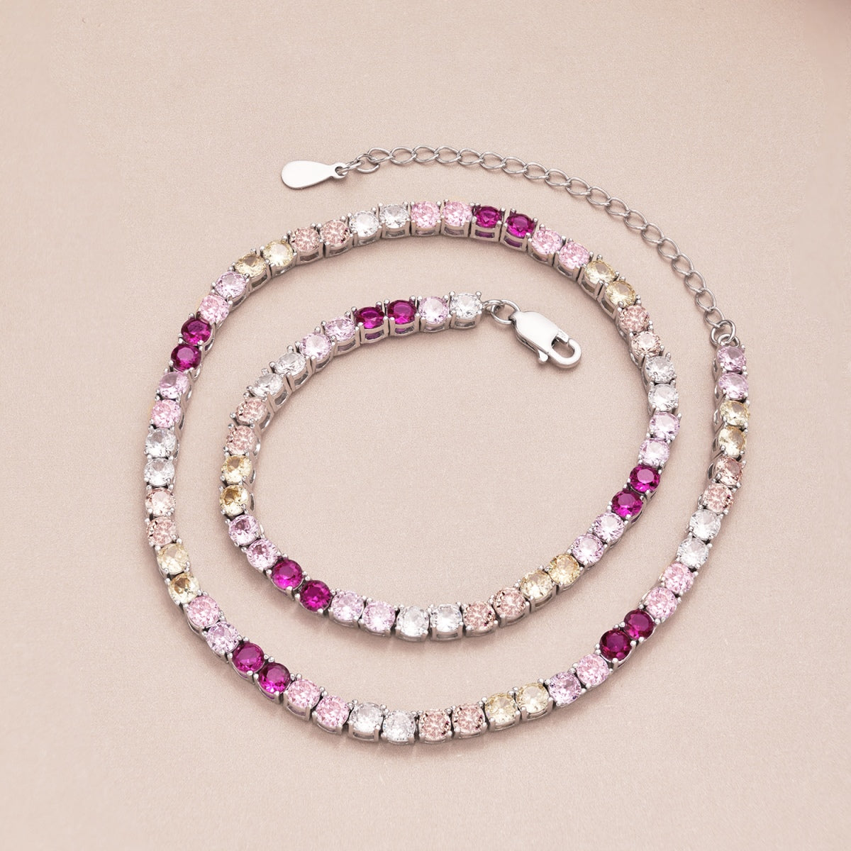[ElanLuxe Jewelry]Delicate Colorful Tennis Necklace