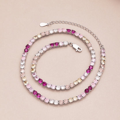 [ElanLuxe Jewelry]Delicate Colorful Tennis Necklace