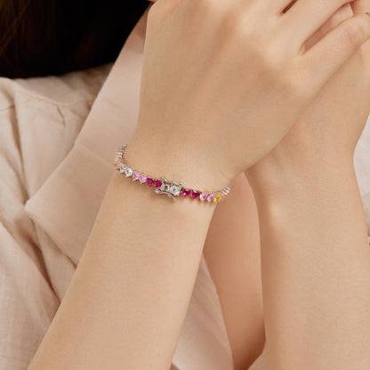 [ElanLuxe Jewelry]Luxurious Colorful Romantic Heart Shape Lover Bracelet