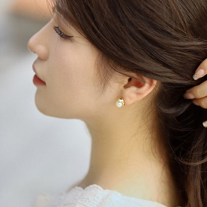 [ElanLuxe Jewelry]Dainty Bread Pearl Earrings