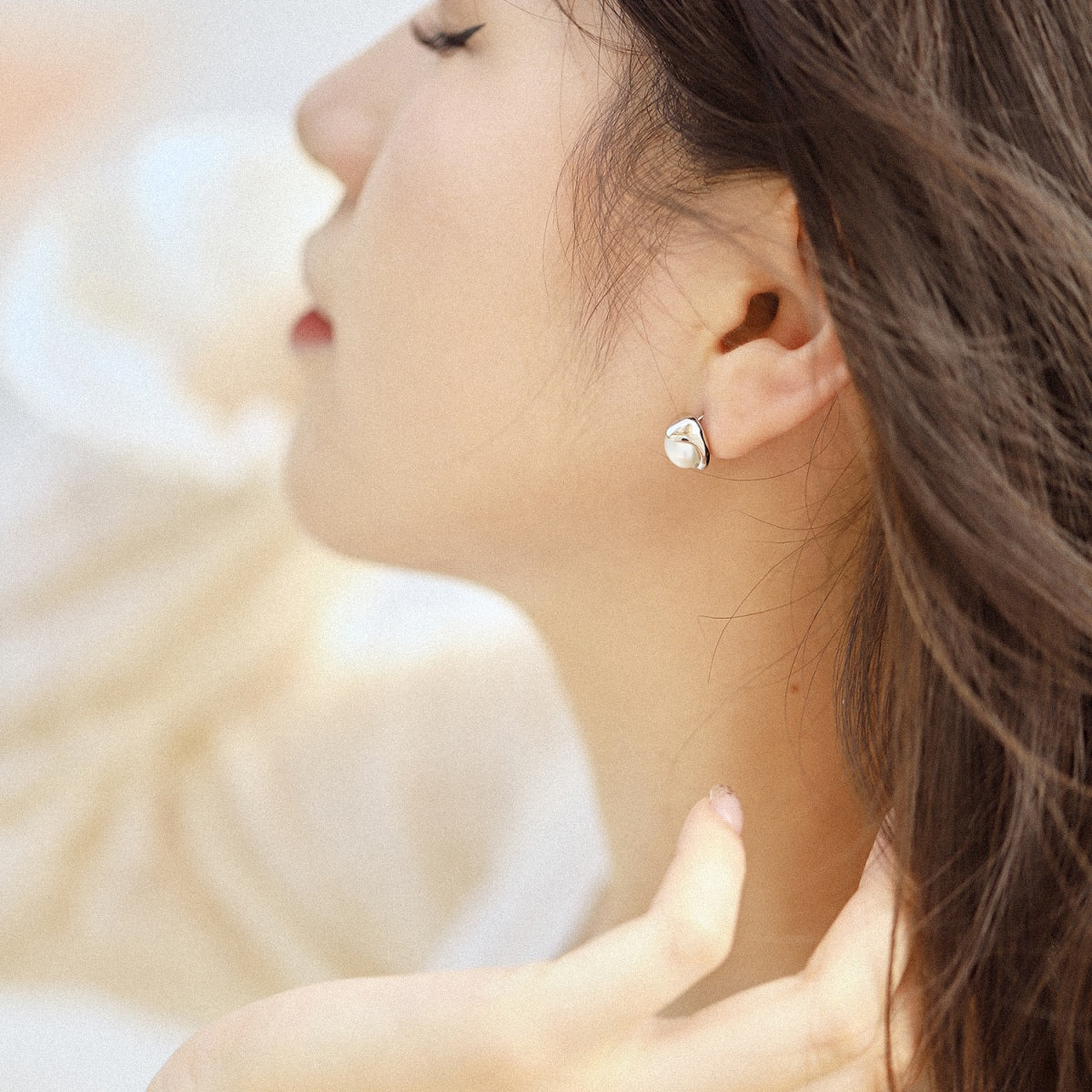 [ElanLuxe Jewelry]Dainty Bread Pearl Earrings
