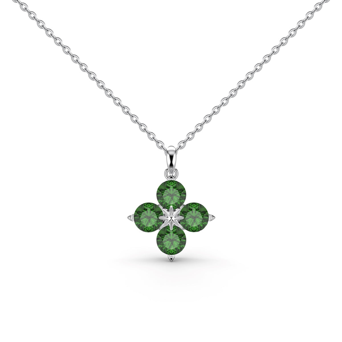 [ElanLuxe Jewelry]Four-Leaf Clover And Eight-Pointed Star Necklace