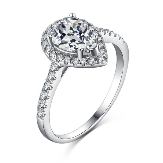 [ElanLuxe Jewelry]1.0 Carat Luxurious Resplendent Water Drop Shape Wedding Ring