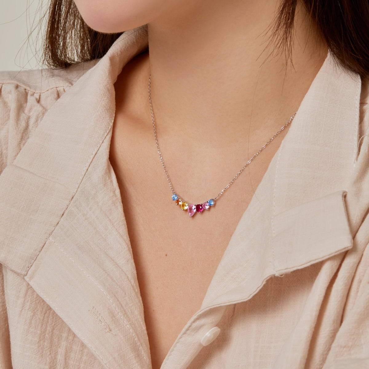 [ElanLuxe Jewelry]Dainty Colorful Heart Necklace