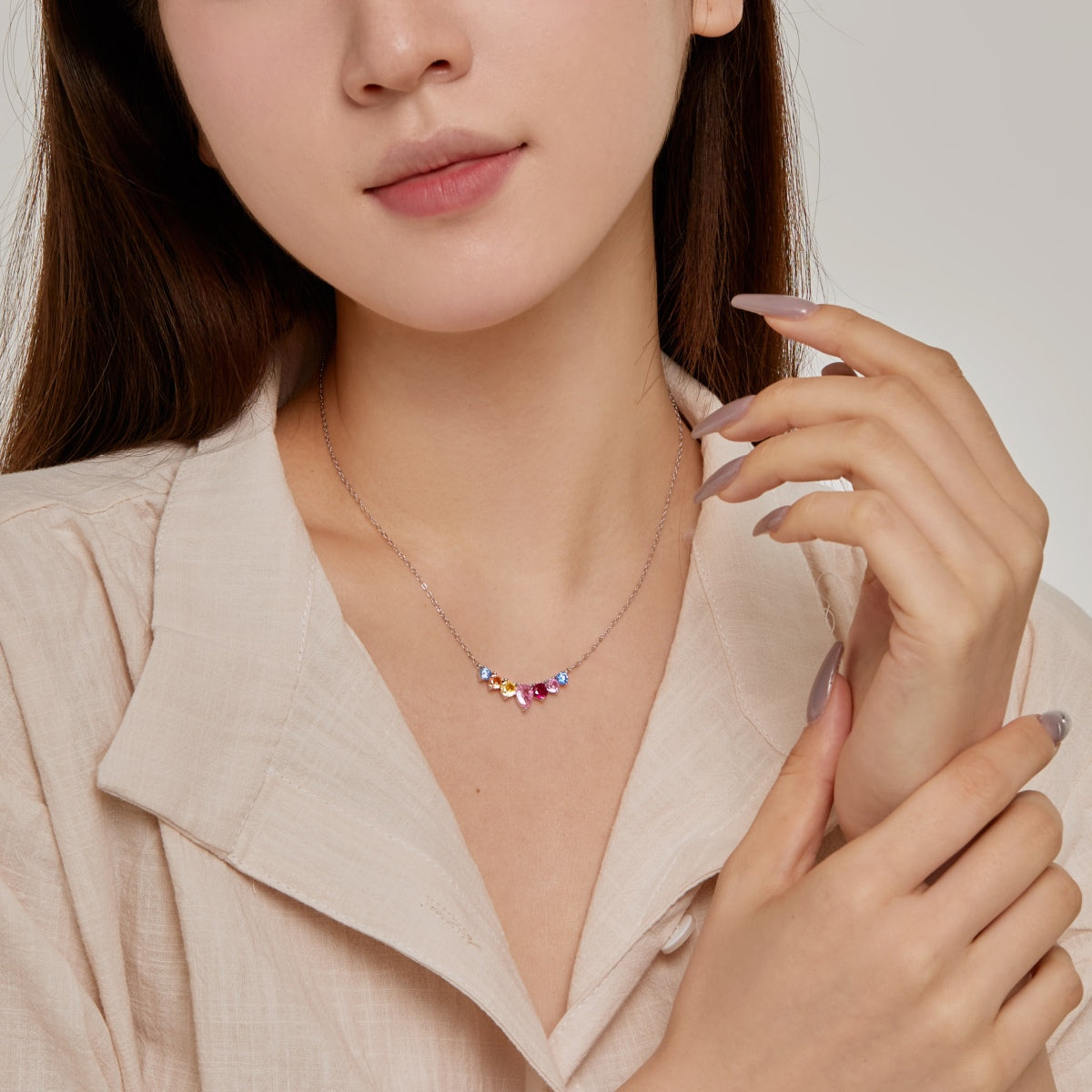 [ElanLuxe Jewelry]Dainty Colorful Heart Necklace