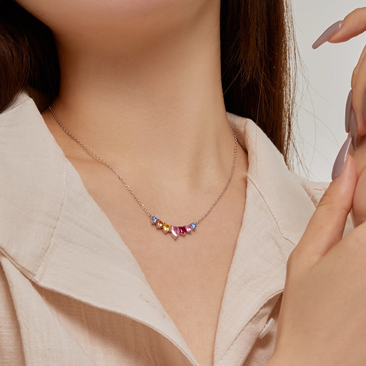 [ElanLuxe Jewelry]Dainty Colorful Heart Necklace