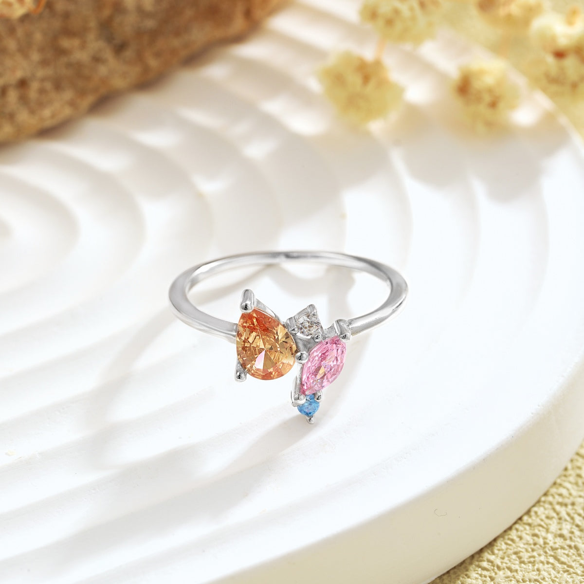 [ElanLuxe Jewelry]Radiant Colorful Multi Cut Daily Ring