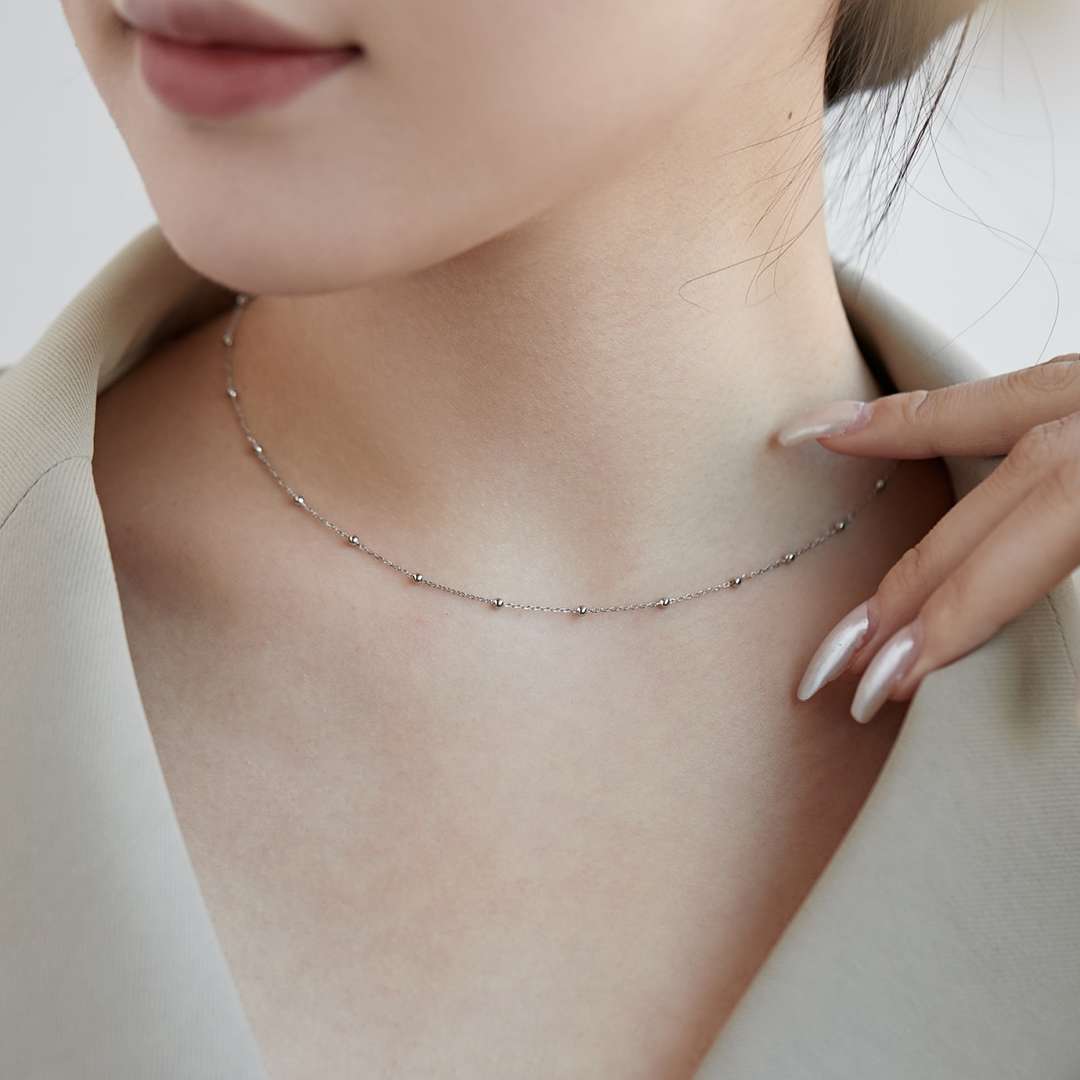 [ElanLuxe Jewelry]Small Bead Clavicle Chain Simple Necklace