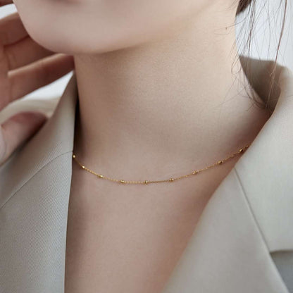 [ElanLuxe Jewelry]Small Bead Clavicle Chain Simple Necklace