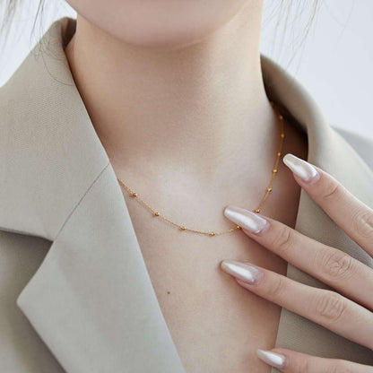 [ElanLuxe Jewelry]Small Bead Clavicle Chain Simple Necklace