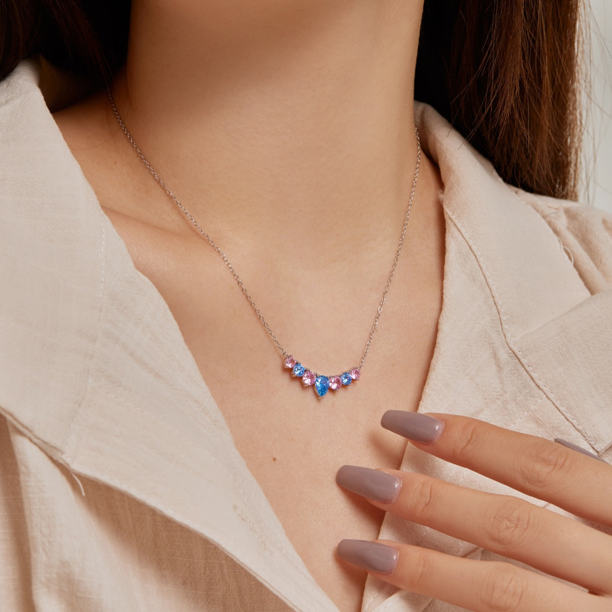 [ElanLuxe Jewelry]Dainty Colorful Heart Necklace