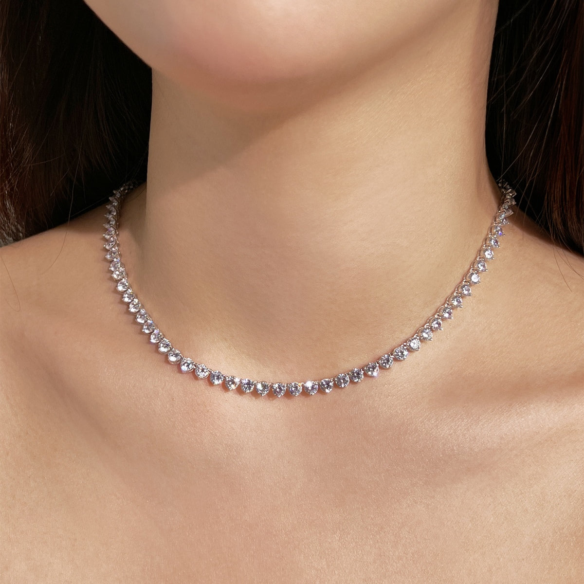[ElanLuxe Jewelry]Ornate Heart Cut Tennis Necklace