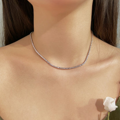 [ElanLuxe Jewelry]Delicate Round Shape Tennis Necklace