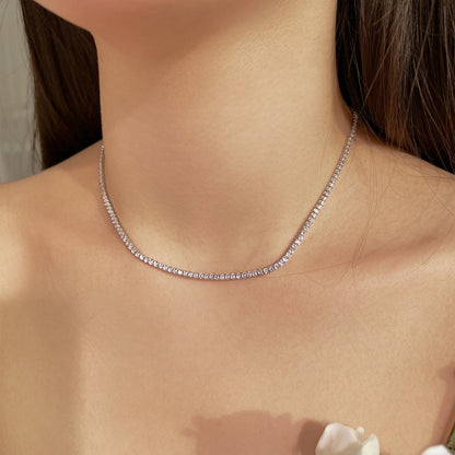 [ElanLuxe Jewelry]Delicate Round Shape Tennis Necklace