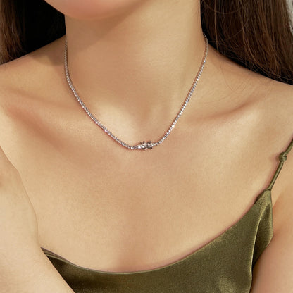 [ElanLuxe Jewelry]Delicate Round Shape Tennis Necklace