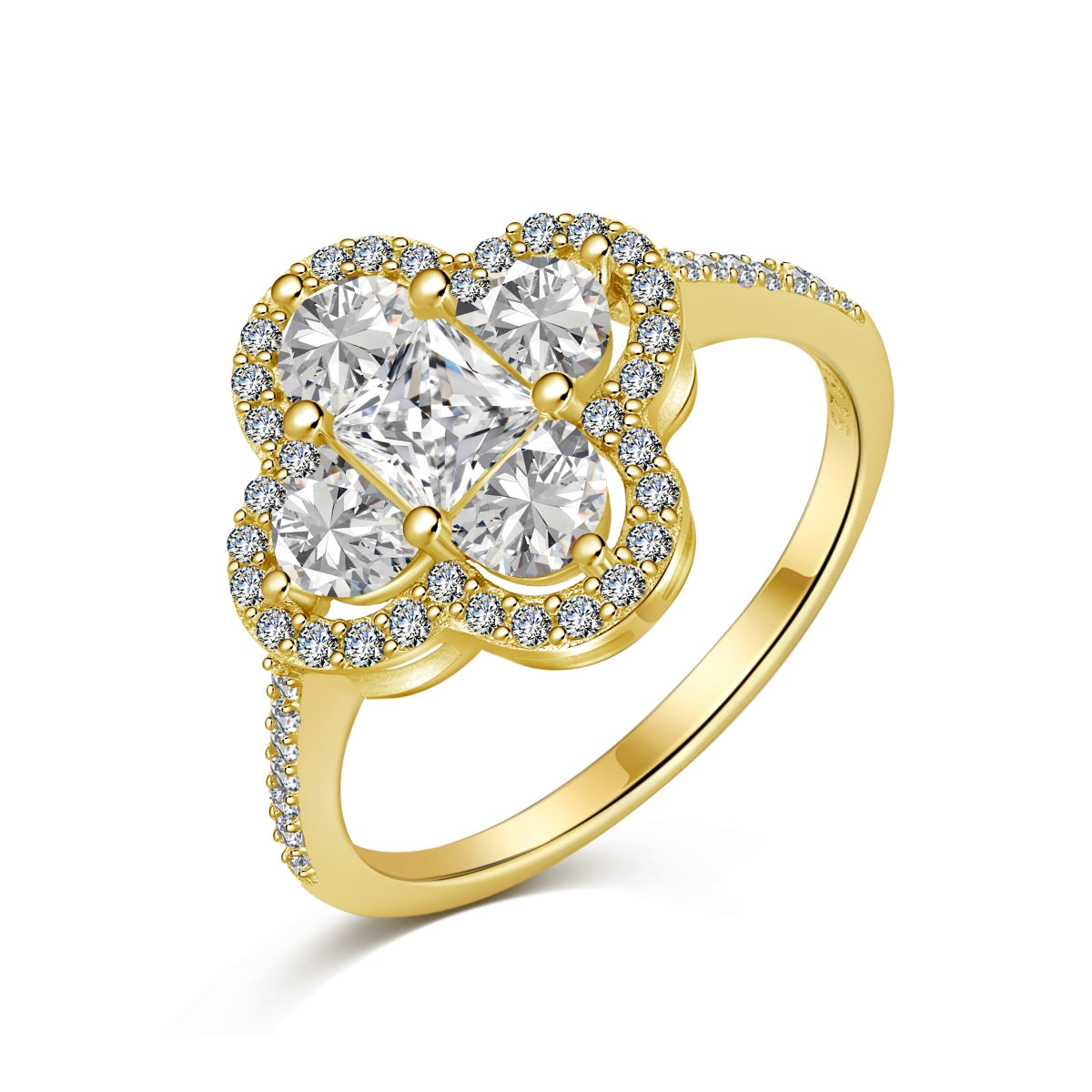 [ElanLuxe Jewelry]Luxurious Eternity Flower Shape Banquet Ring