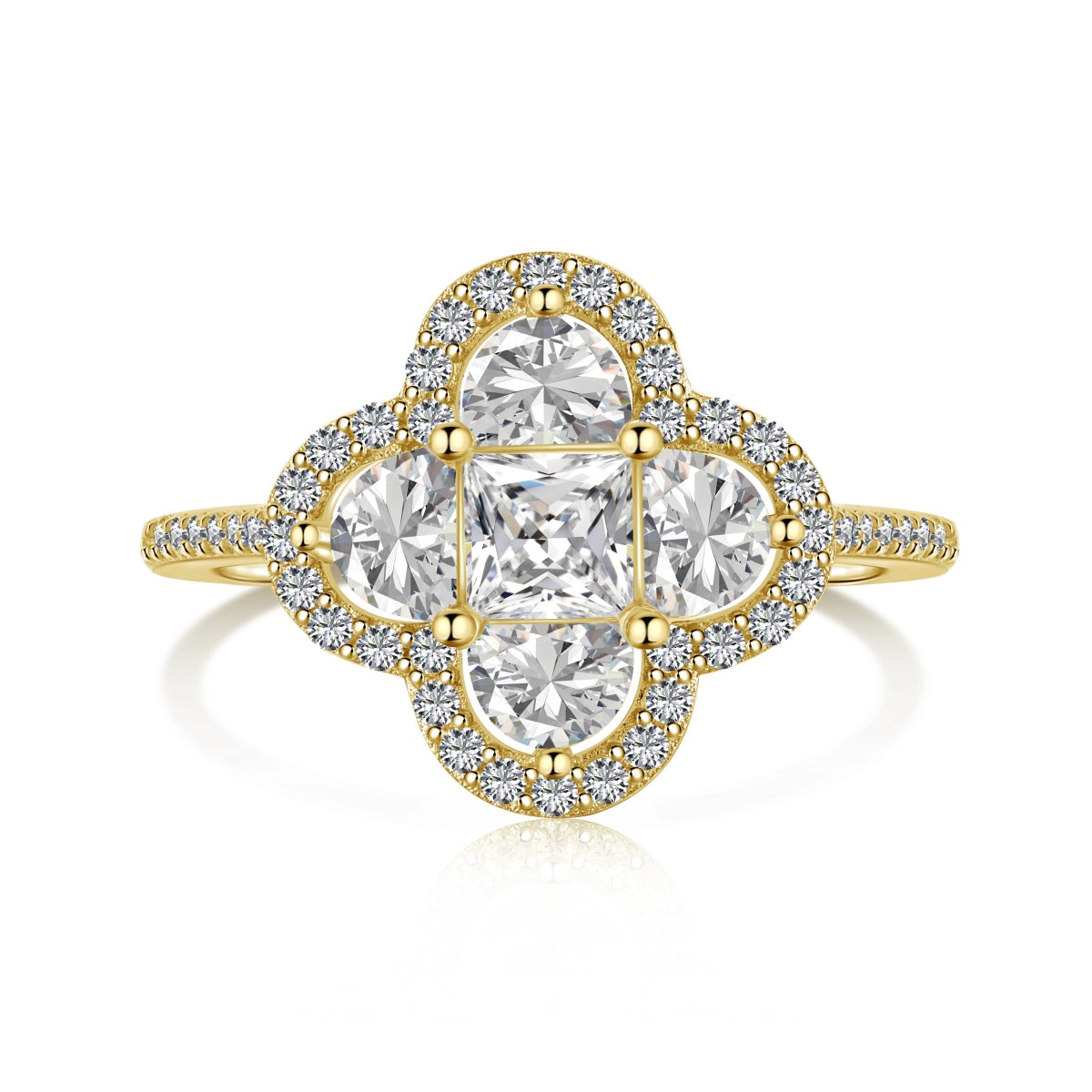 [ElanLuxe Jewelry]Luxurious Eternity Flower Shape Banquet Ring