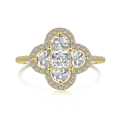[ElanLuxe Jewelry]Luxurious Eternity Flower Shape Banquet Ring