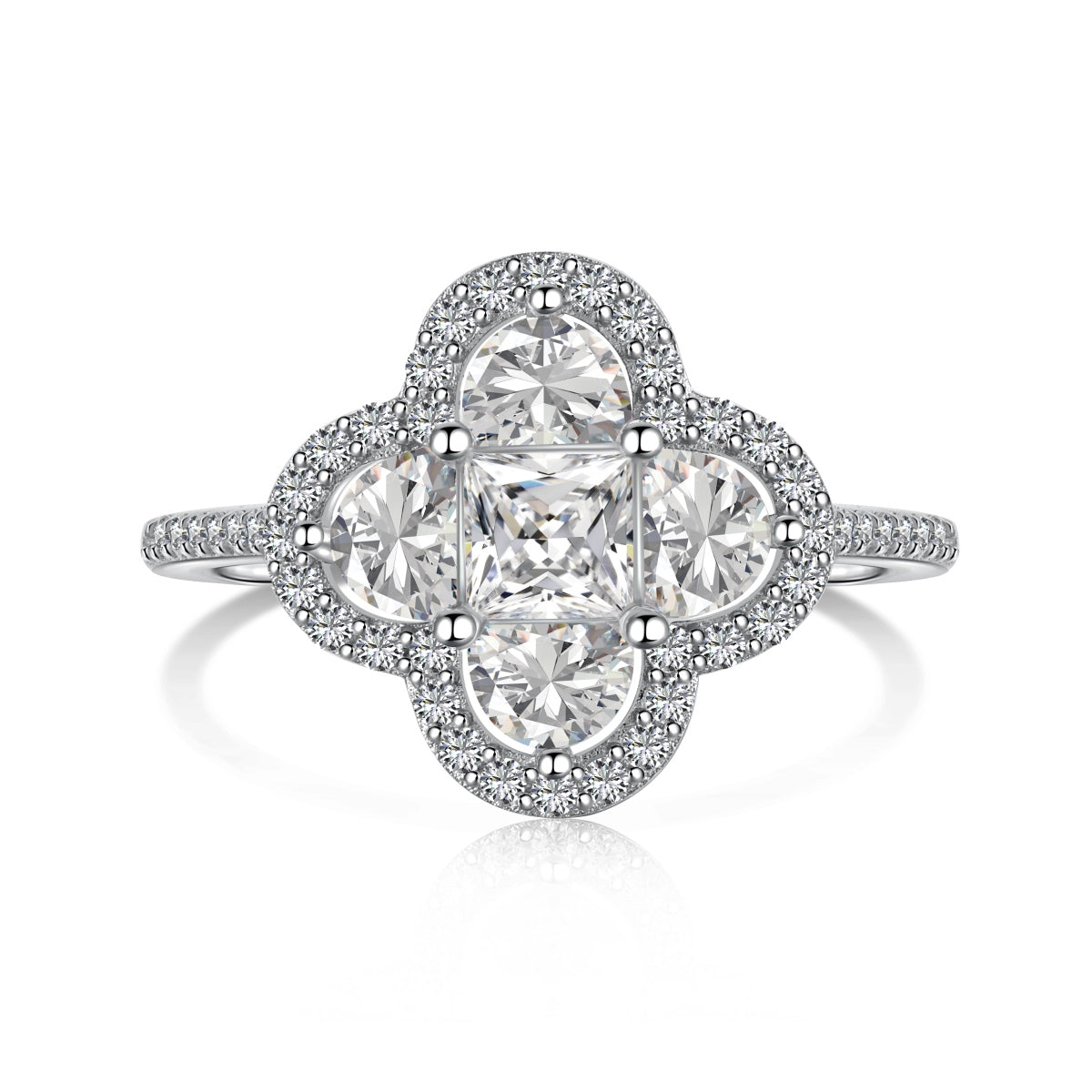 [ElanLuxe Jewelry]Luxurious Eternity Flower Shape Banquet Ring