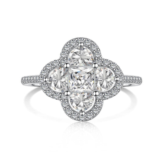 [ElanLuxe Jewelry]Luxurious Eternity Flower Shape Banquet Ring