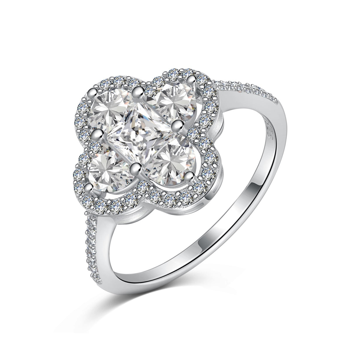 [ElanLuxe Jewelry]Luxurious Eternity Flower Shape Banquet Ring