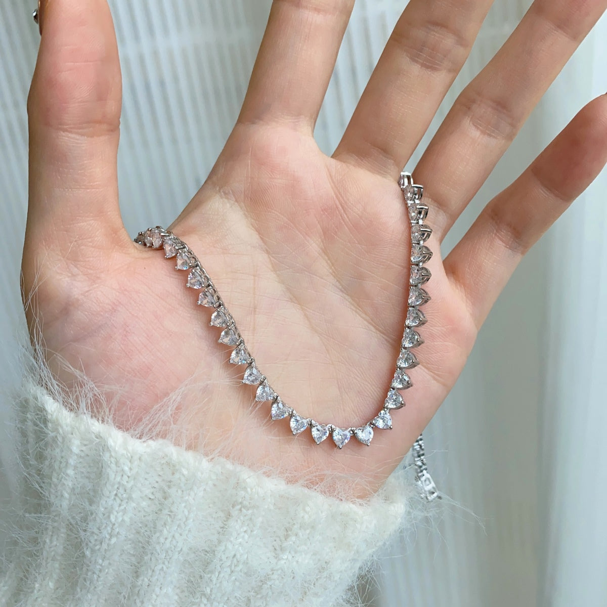 [ElanLuxe Jewelry]Ornate Heart Cut Tennis Necklace