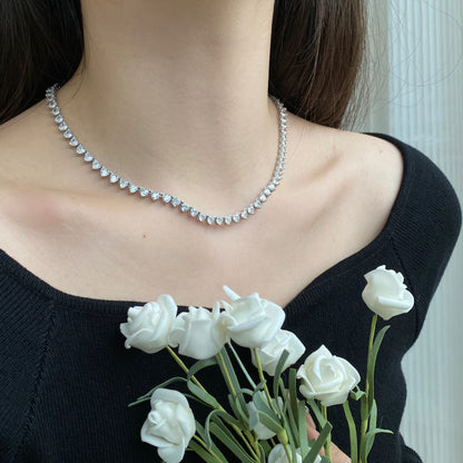 [ElanLuxe Jewelry]Ornate Heart Cut Tennis Necklace