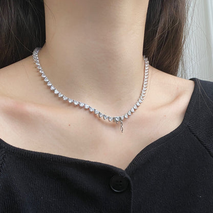 [ElanLuxe Jewelry]Ornate Heart Cut Tennis Necklace